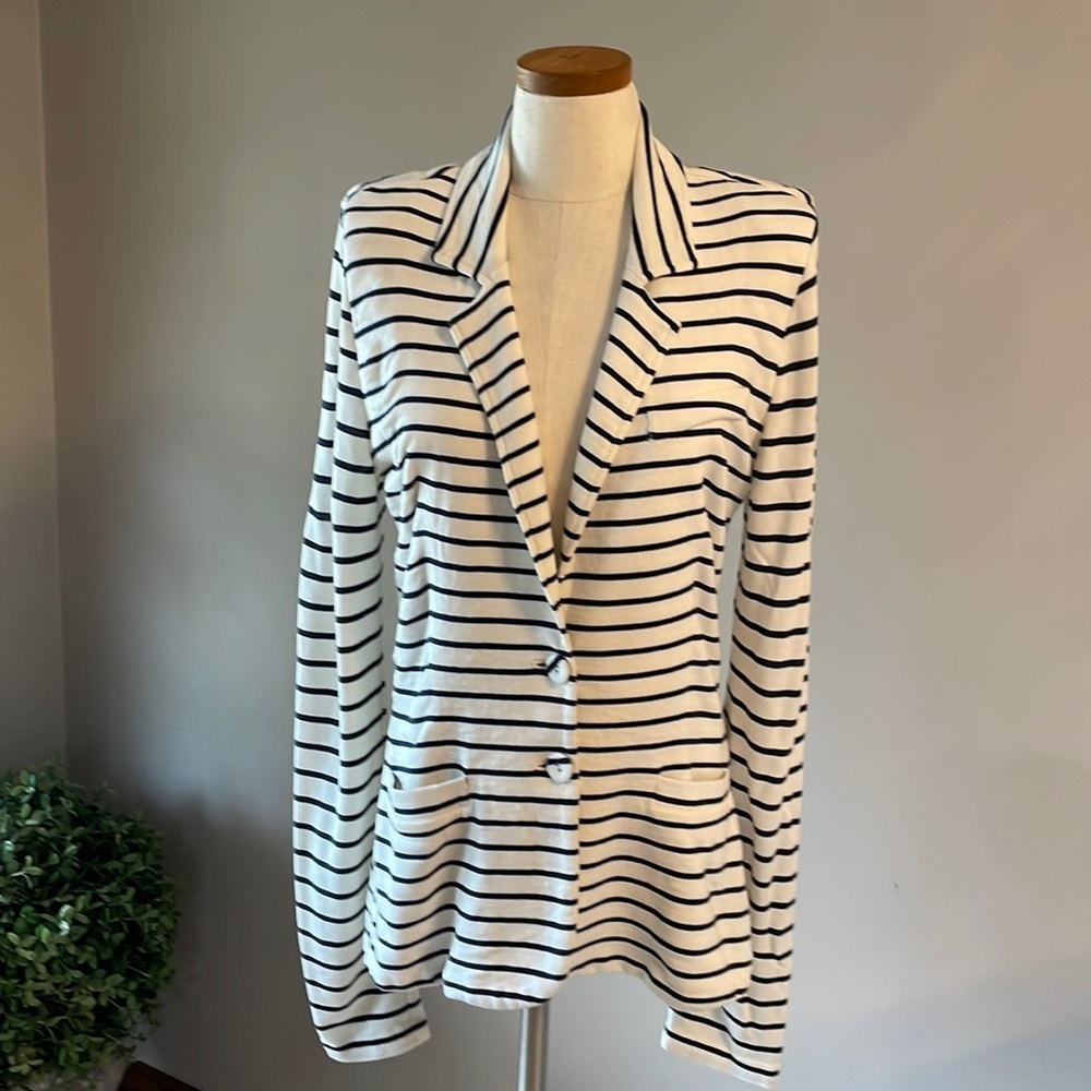 TART COLLECTION women’s stripped Terry soft blazer jacket 2 button front Small